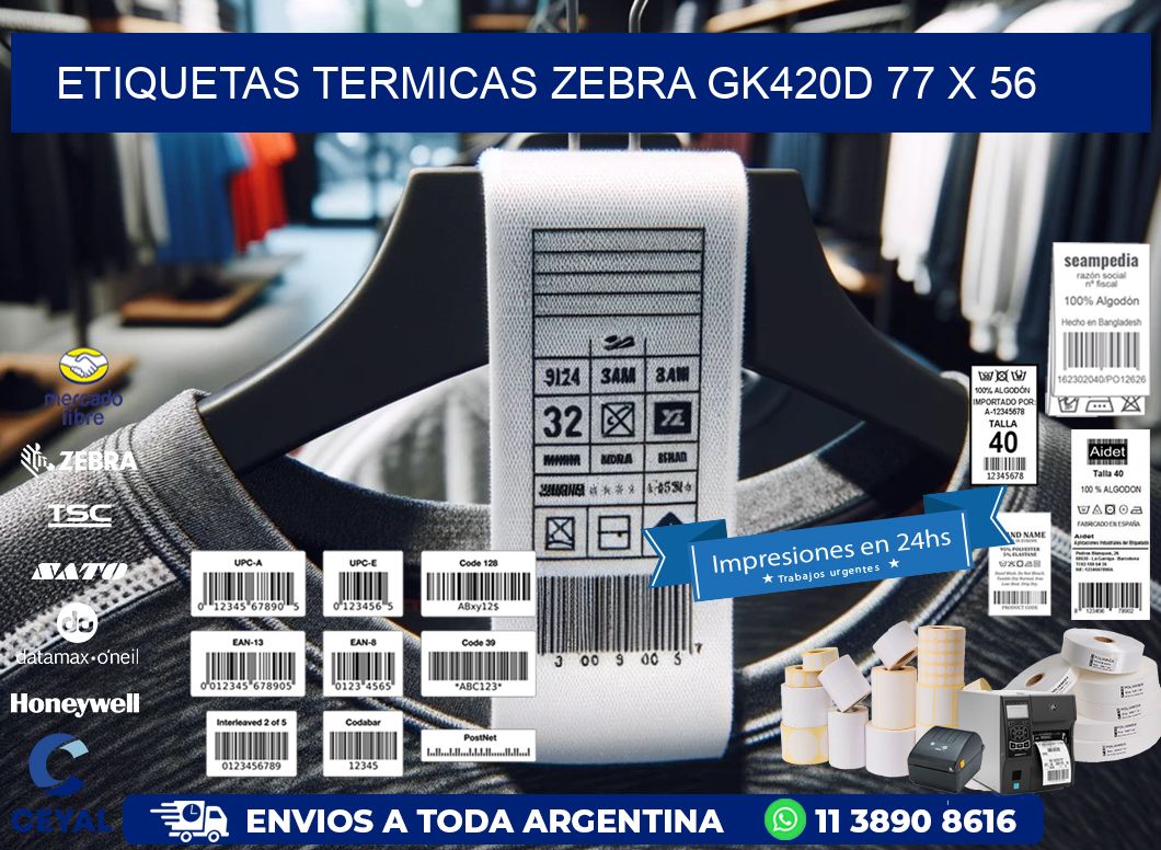 ETIQUETAS TERMICAS ZEBRA GK420D 77 x 56
