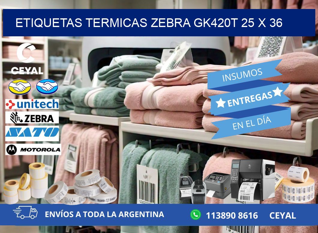 ETIQUETAS TERMICAS ZEBRA GK420T 25 x 36