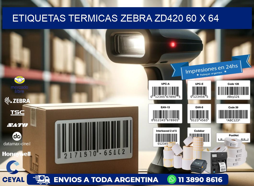 ETIQUETAS TERMICAS ZEBRA ZD420 60 x 64