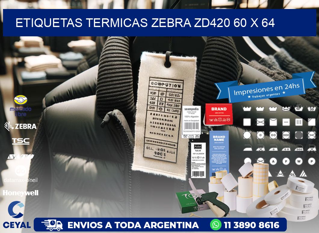 ETIQUETAS TERMICAS ZEBRA ZD420 60 x 64
