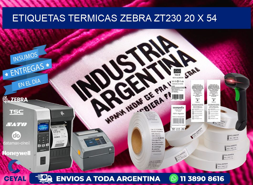 ETIQUETAS TERMICAS ZEBRA ZT230 20 x 54