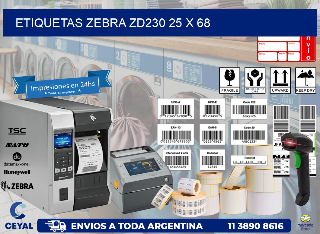 ETIQUETAS Zebra ZD230 25 x 68