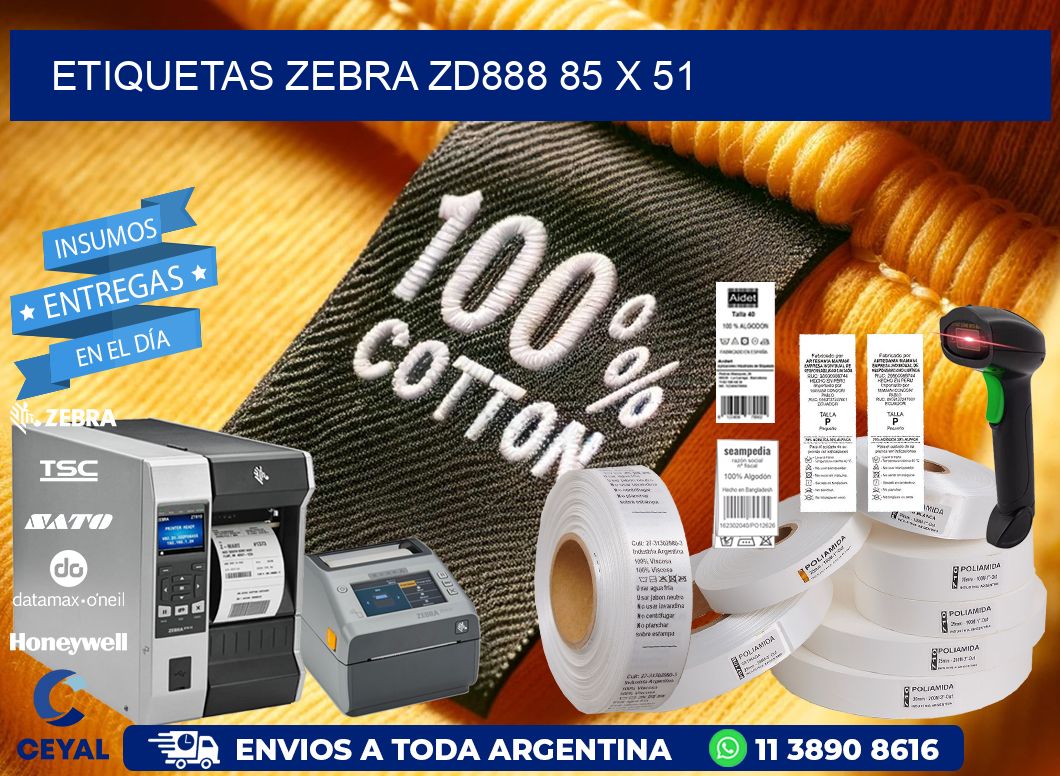 ETIQUETAS Zebra ZD888 85 x 51