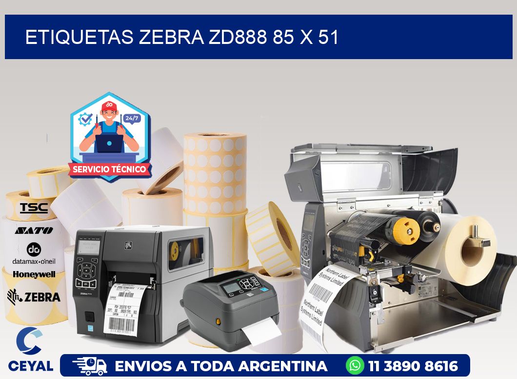ETIQUETAS Zebra ZD888 85 x 51