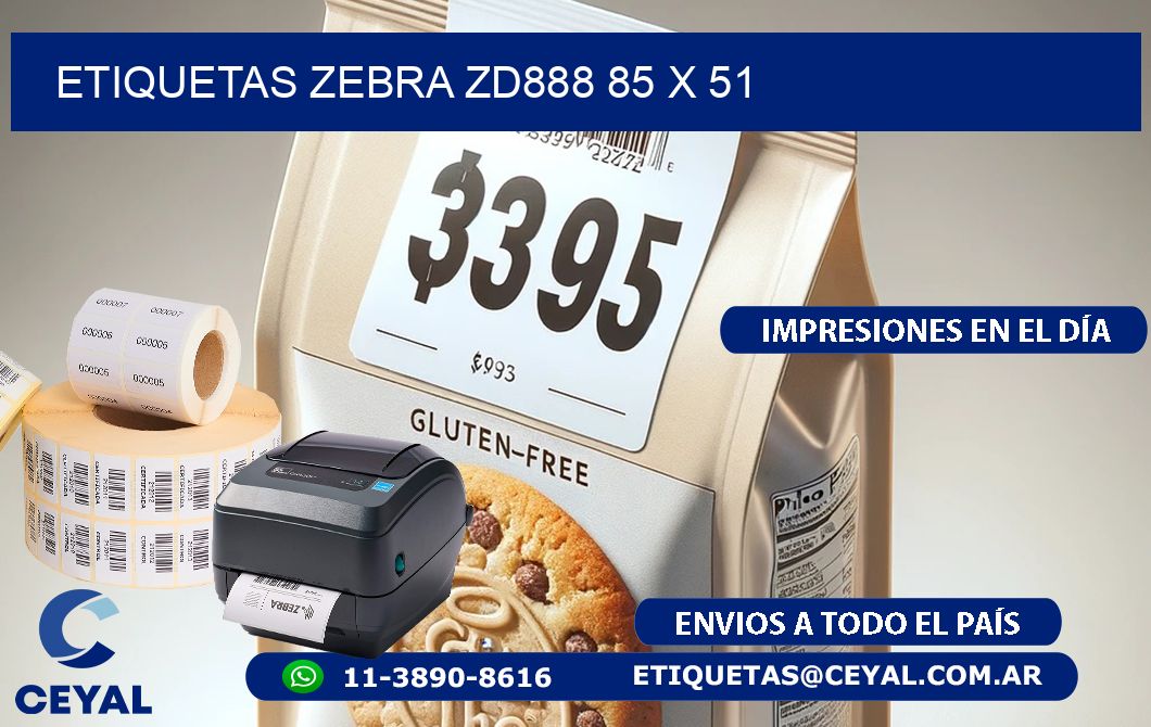 ETIQUETAS Zebra ZD888 85 x 51