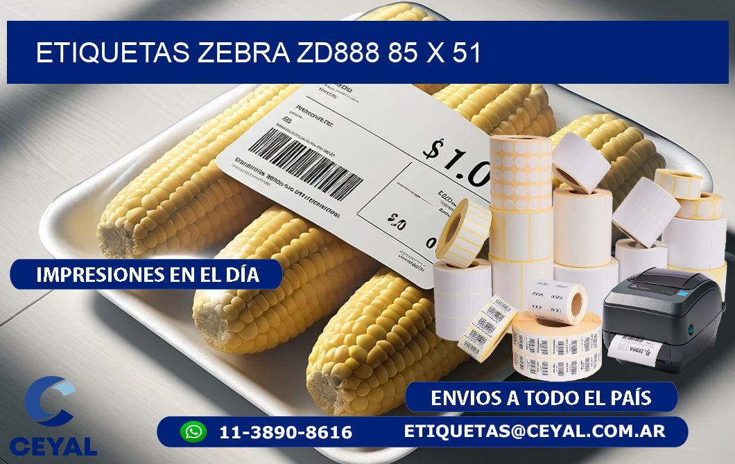 ETIQUETAS Zebra ZD888 85 x 51