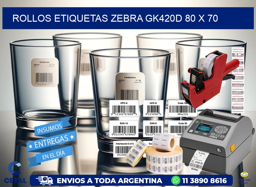 ROLLOS ETIQUETAS Zebra GK420D 80 x 70