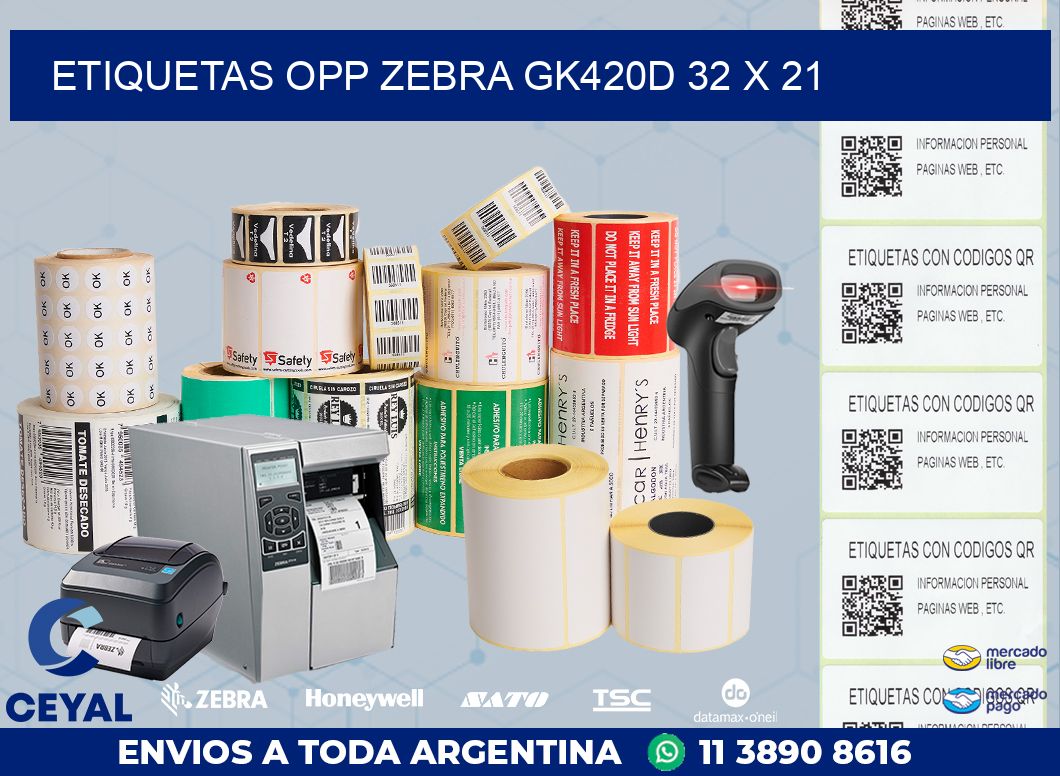 ETIQUETAS OPP ZEBRA GK420D 32 x 21