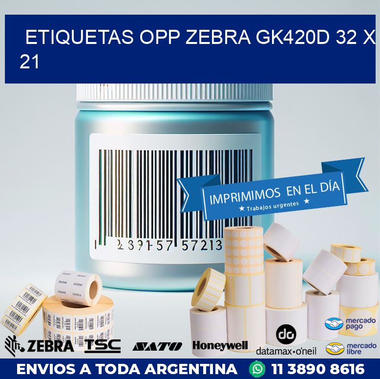 ETIQUETAS OPP ZEBRA GK420D 32 x 21