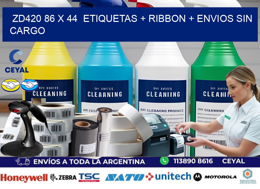ZD420 86 x 44  etiquetas + ribbon + envios sin cargo
