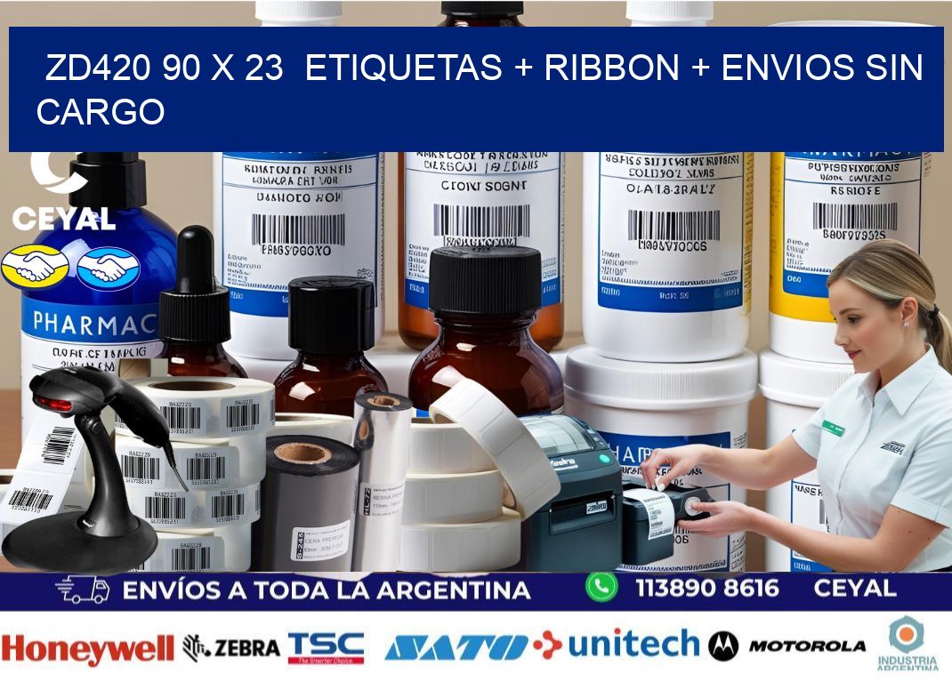 ZD420 90 x 23  etiquetas + ribbon + envios sin cargo