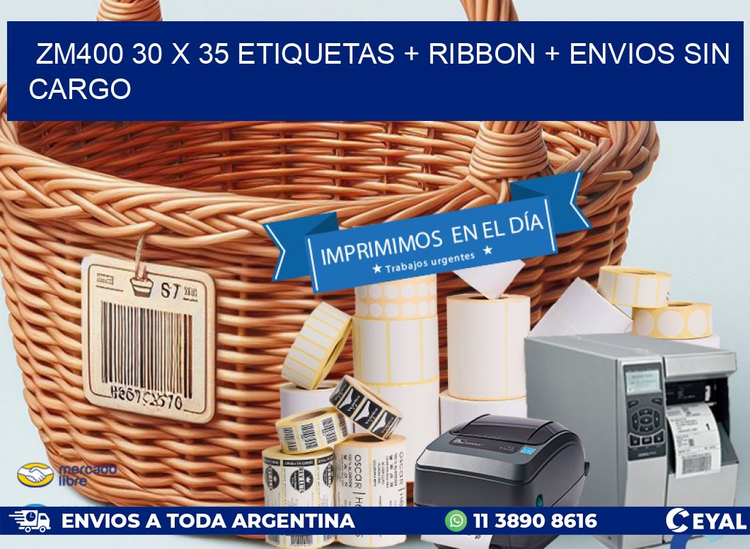 ZM400 30 x 35 etiquetas + ribbon + envios sin cargo