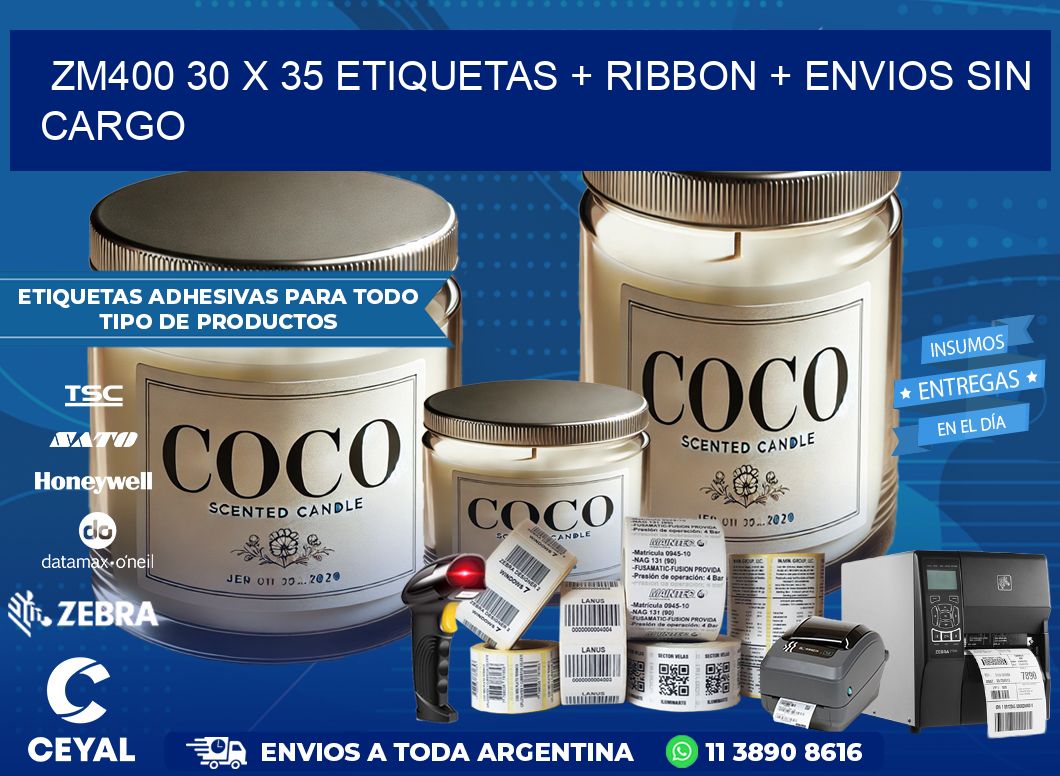 ZM400 30 x 35 etiquetas + ribbon + envios sin cargo