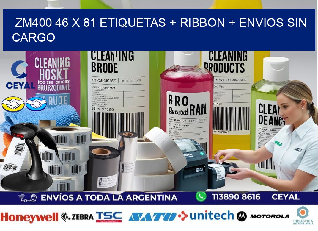 ZM400 46 x 81 etiquetas + ribbon + envios sin cargo