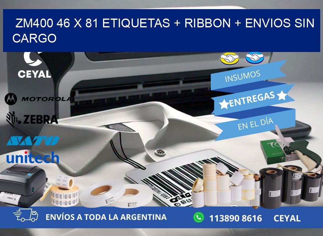 ZM400 46 x 81 etiquetas + ribbon + envios sin cargo