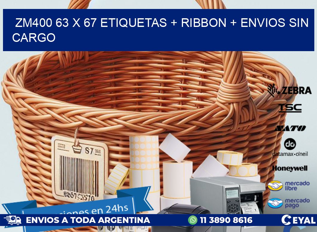 ZM400 63 x 67 etiquetas + ribbon + envios sin cargo