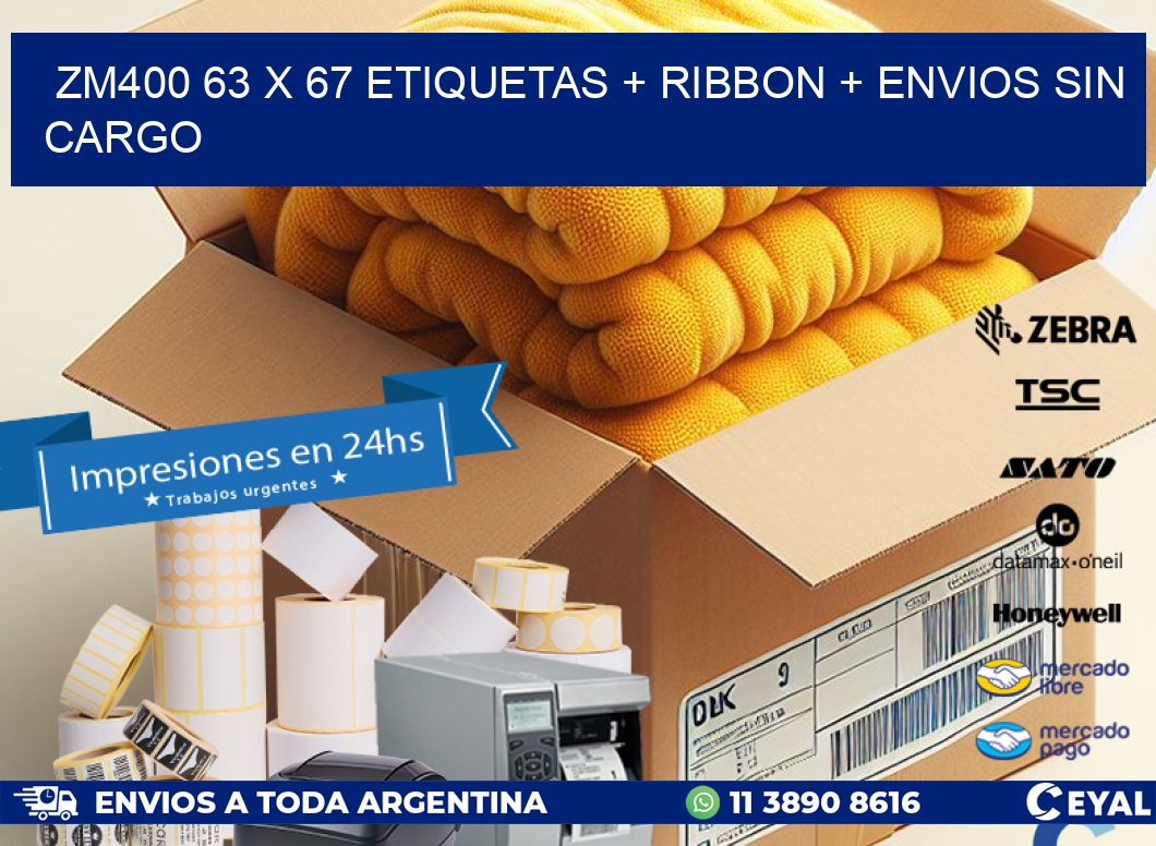 ZM400 63 x 67 etiquetas + ribbon + envios sin cargo