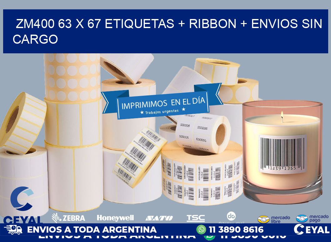 ZM400 63 x 67 etiquetas + ribbon + envios sin cargo