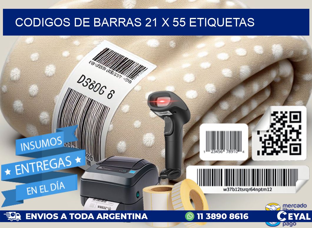 codigos de barras 21 x 55 etiquetas