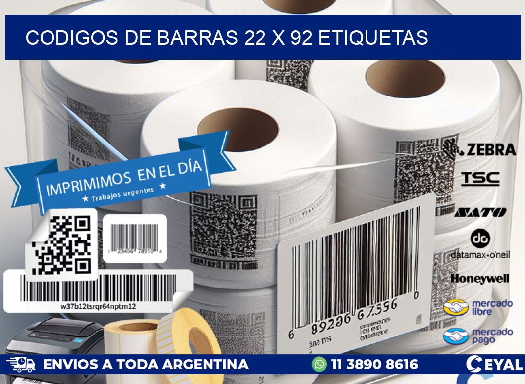codigos de barras 22 x 92 etiquetas