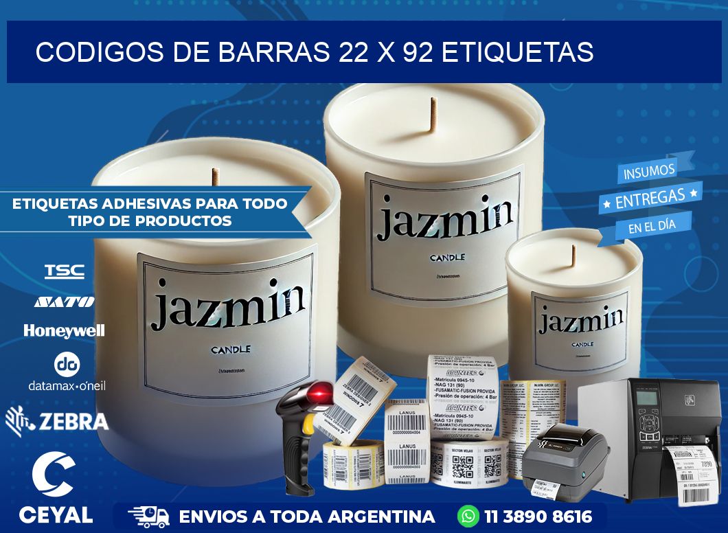codigos de barras 22 x 92 etiquetas