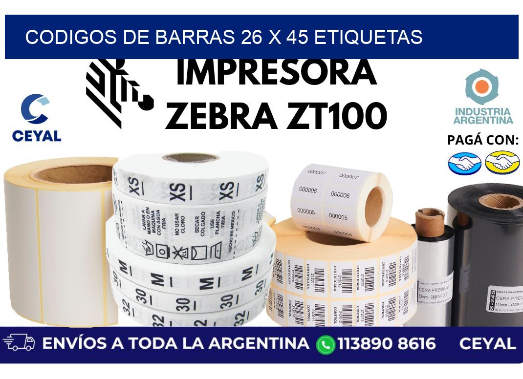 codigos de barras 26 x 45 etiquetas