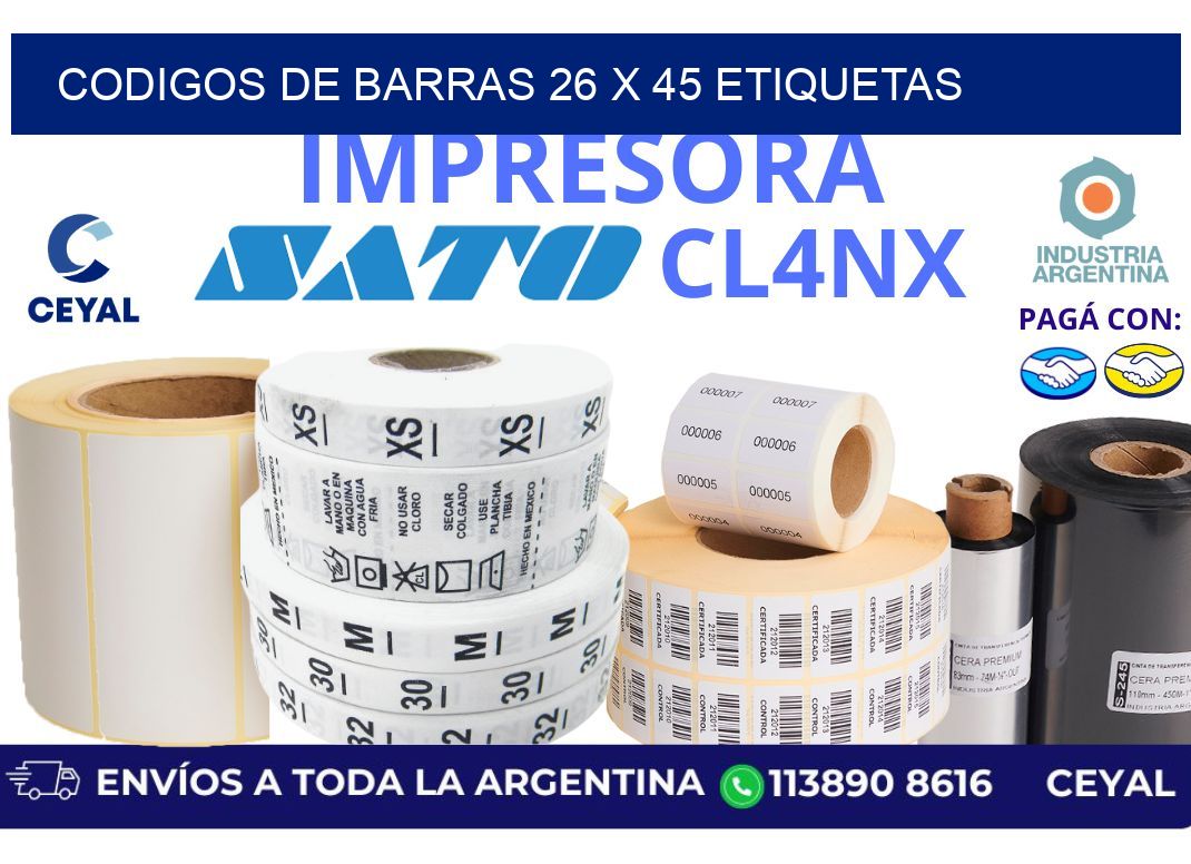 codigos de barras 26 x 45 etiquetas