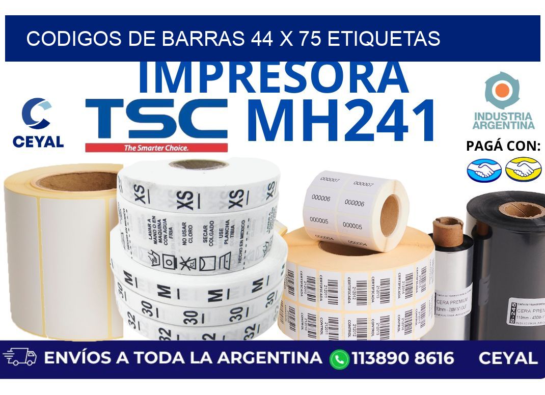codigos de barras 44 x 75 etiquetas