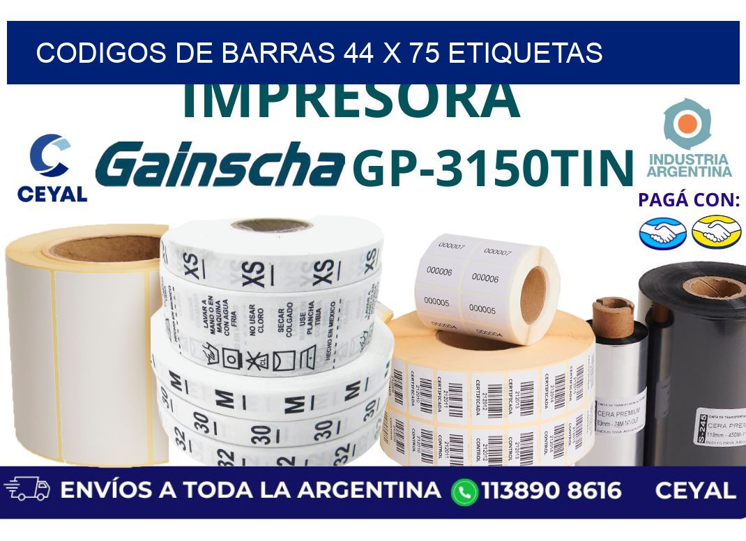 codigos de barras 44 x 75 etiquetas