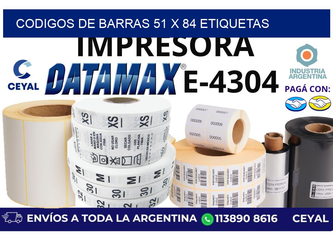 codigos de barras 51 x 84 etiquetas