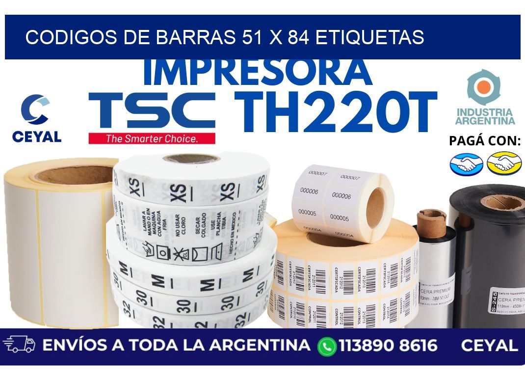codigos de barras 51 x 84 etiquetas