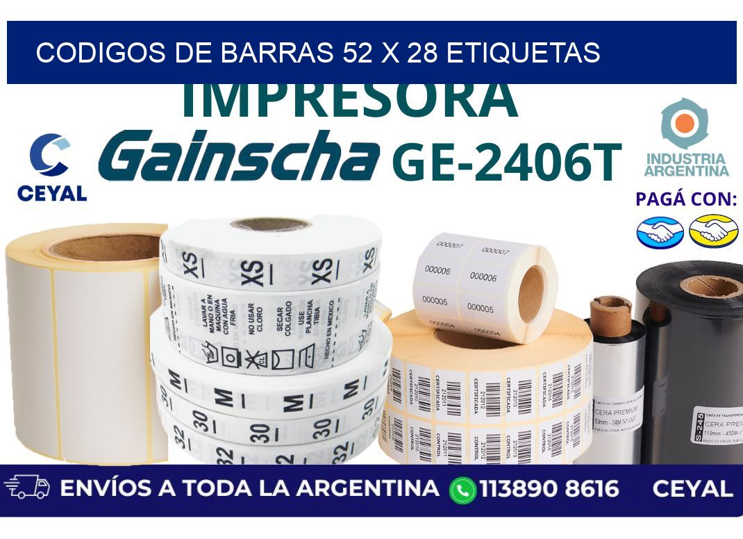 codigos de barras 52 x 28 etiquetas
