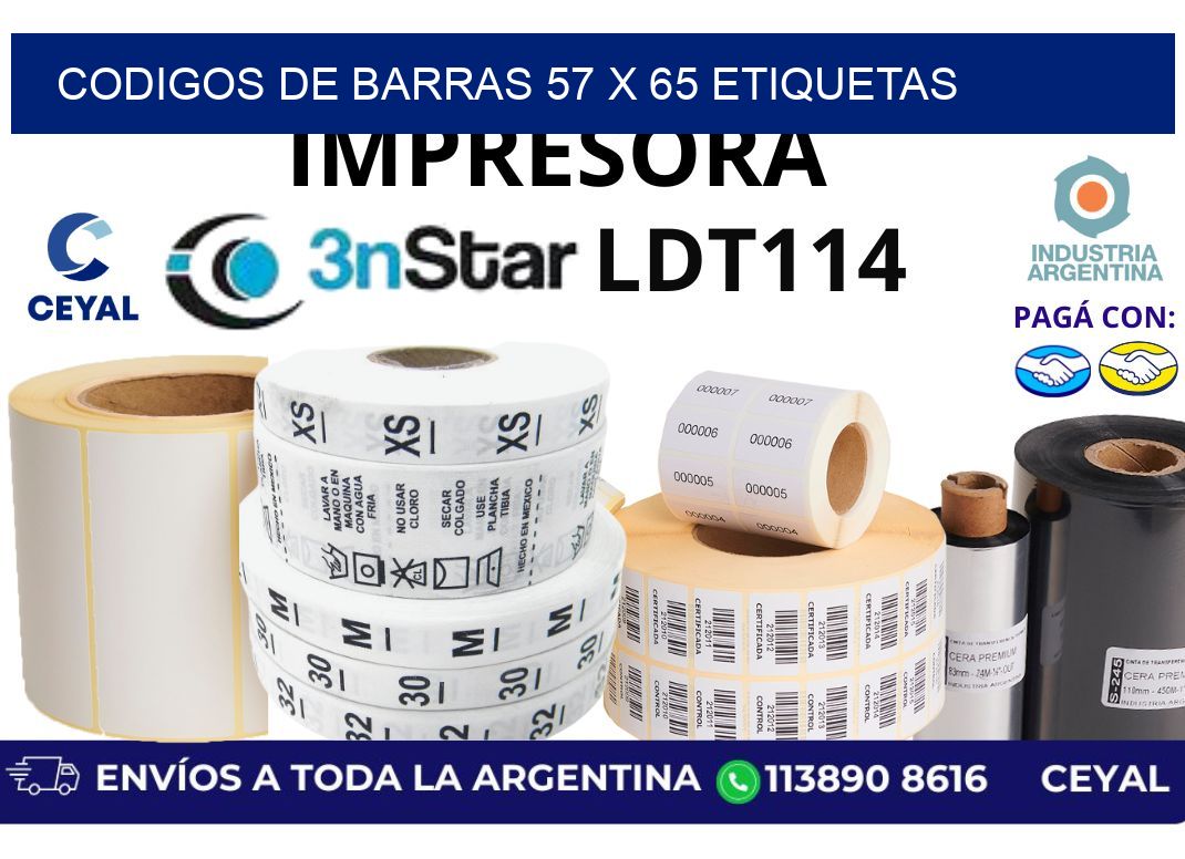 codigos de barras 57 x 65 etiquetas