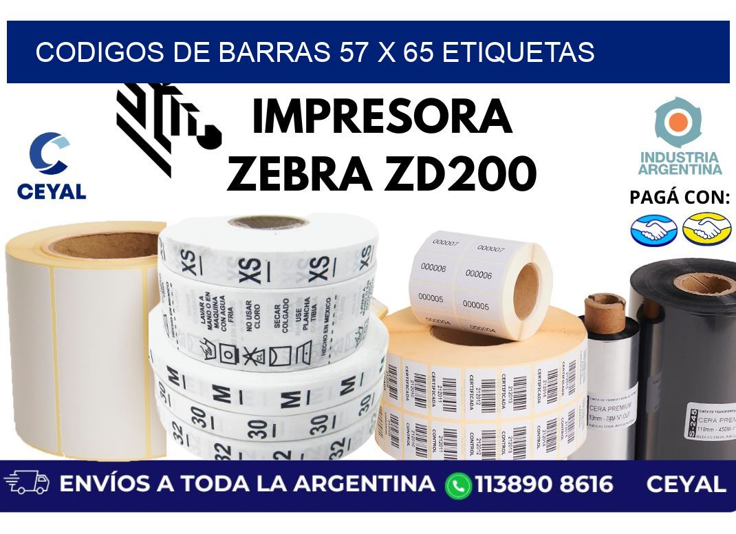 codigos de barras 57 x 65 etiquetas