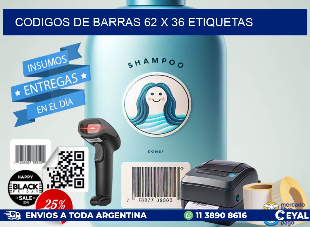codigos de barras 62 x 36 etiquetas