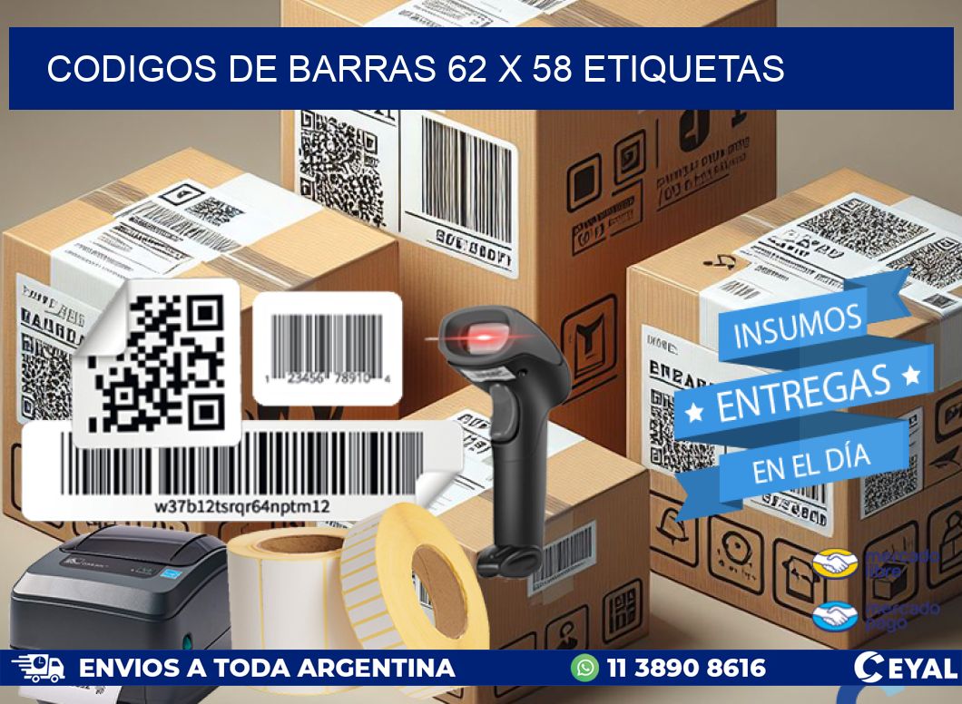 codigos de barras 62 x 58 etiquetas