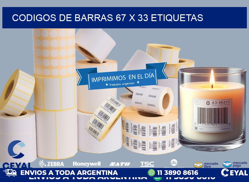 codigos de barras 67 x 33 etiquetas