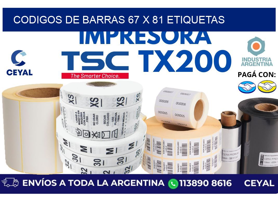 codigos de barras 67 x 81 etiquetas