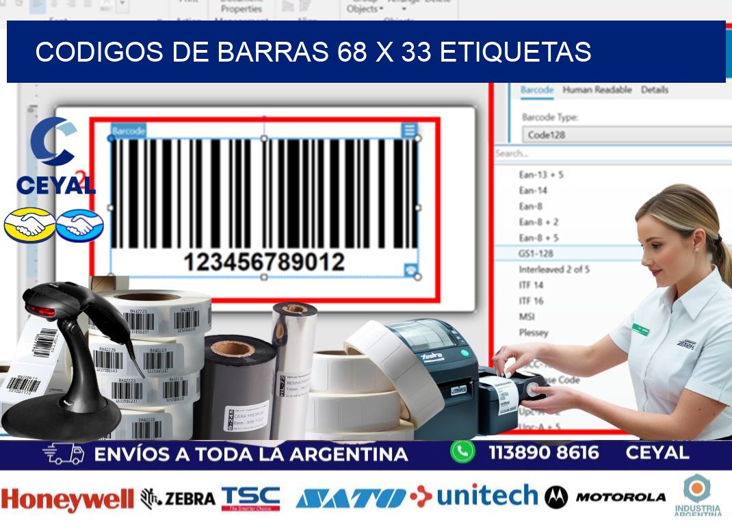 codigos de barras 68 x 33 etiquetas