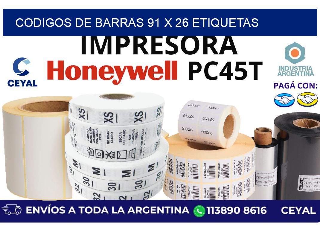 codigos de barras 91 x 26 etiquetas