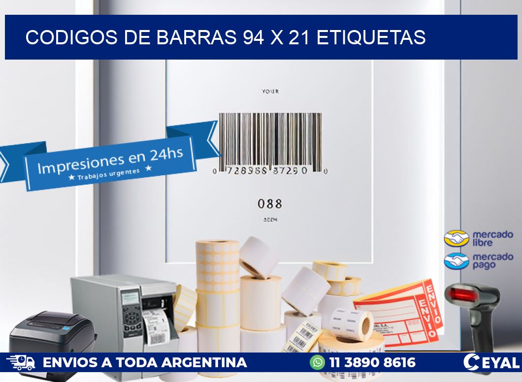 codigos de barras 94 x 21 etiquetas