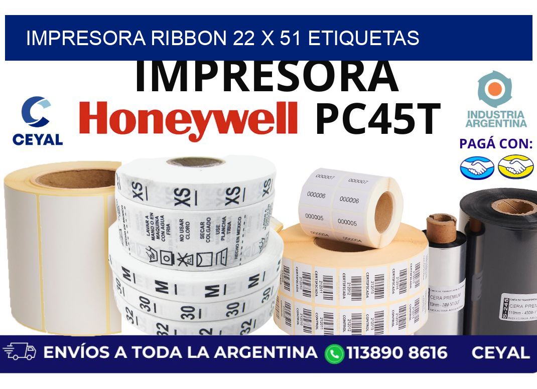 impresora ribbon 22 x 51 etiquetas
