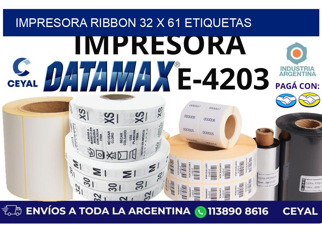 impresora ribbon 32 x 61 etiquetas