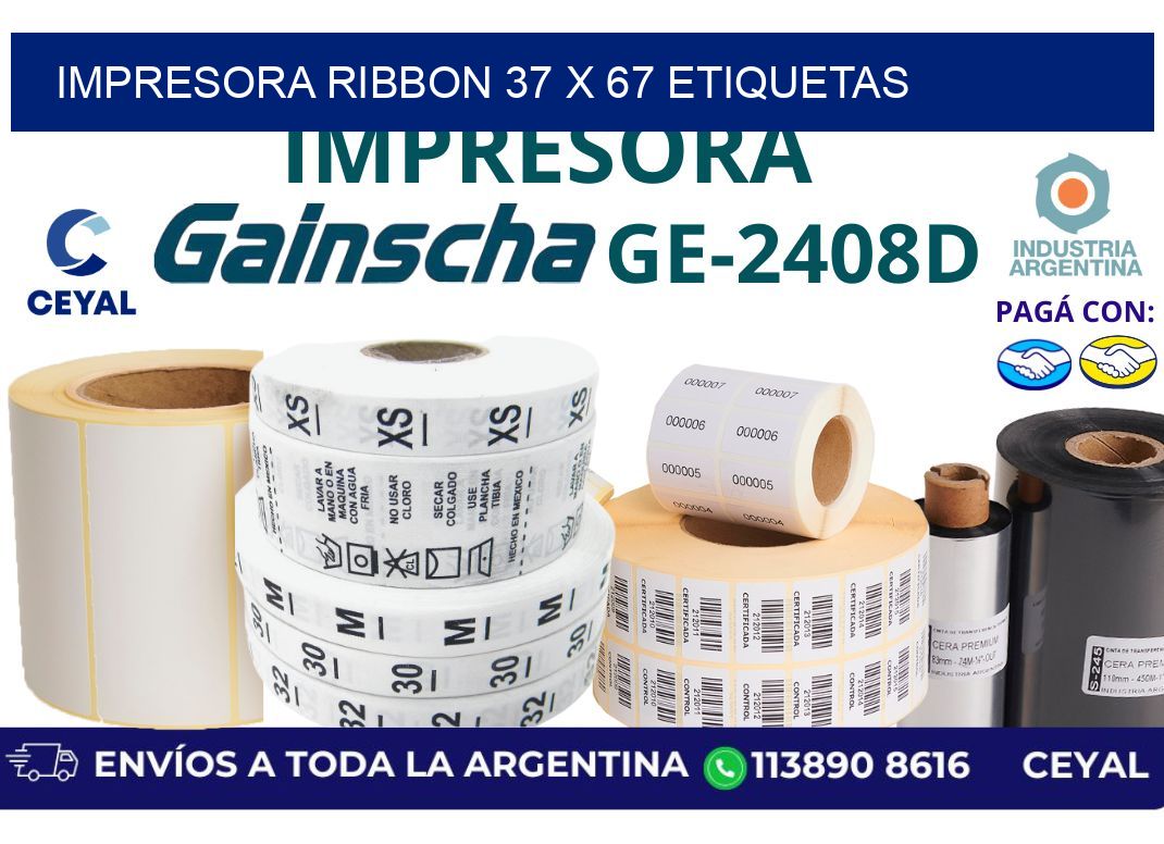 impresora ribbon 37 x 67 etiquetas