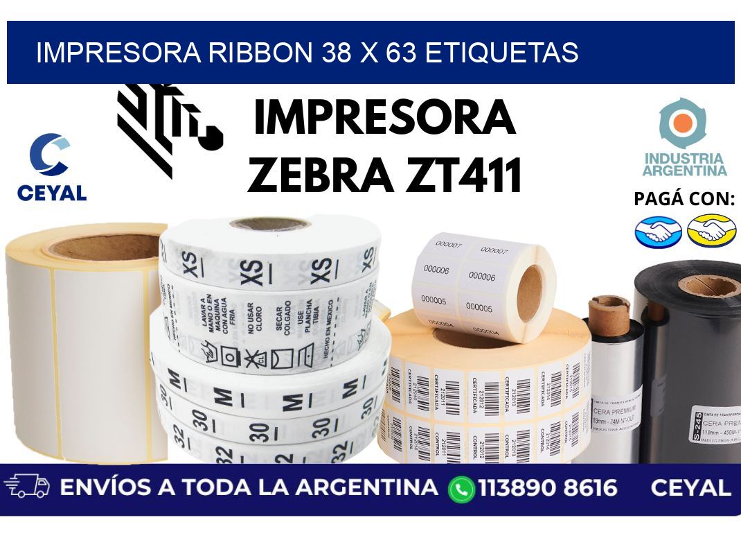 impresora ribbon 38 x 63 etiquetas