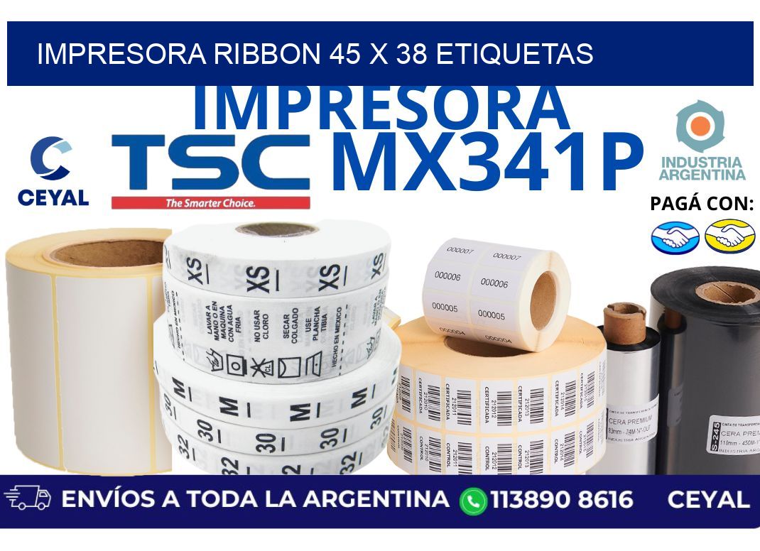 impresora ribbon 45 x 38 etiquetas