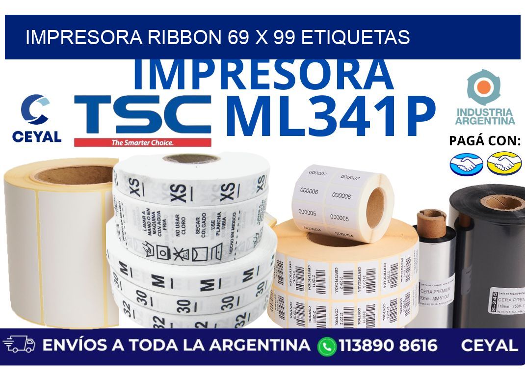 impresora ribbon 69 x 99 etiquetas