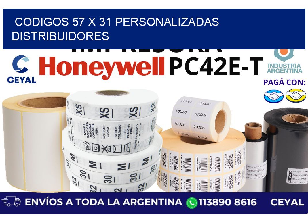 codigos 57 x 31 personalizadas distribuidores