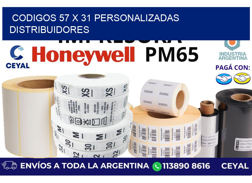 codigos 57 x 31 personalizadas distribuidores