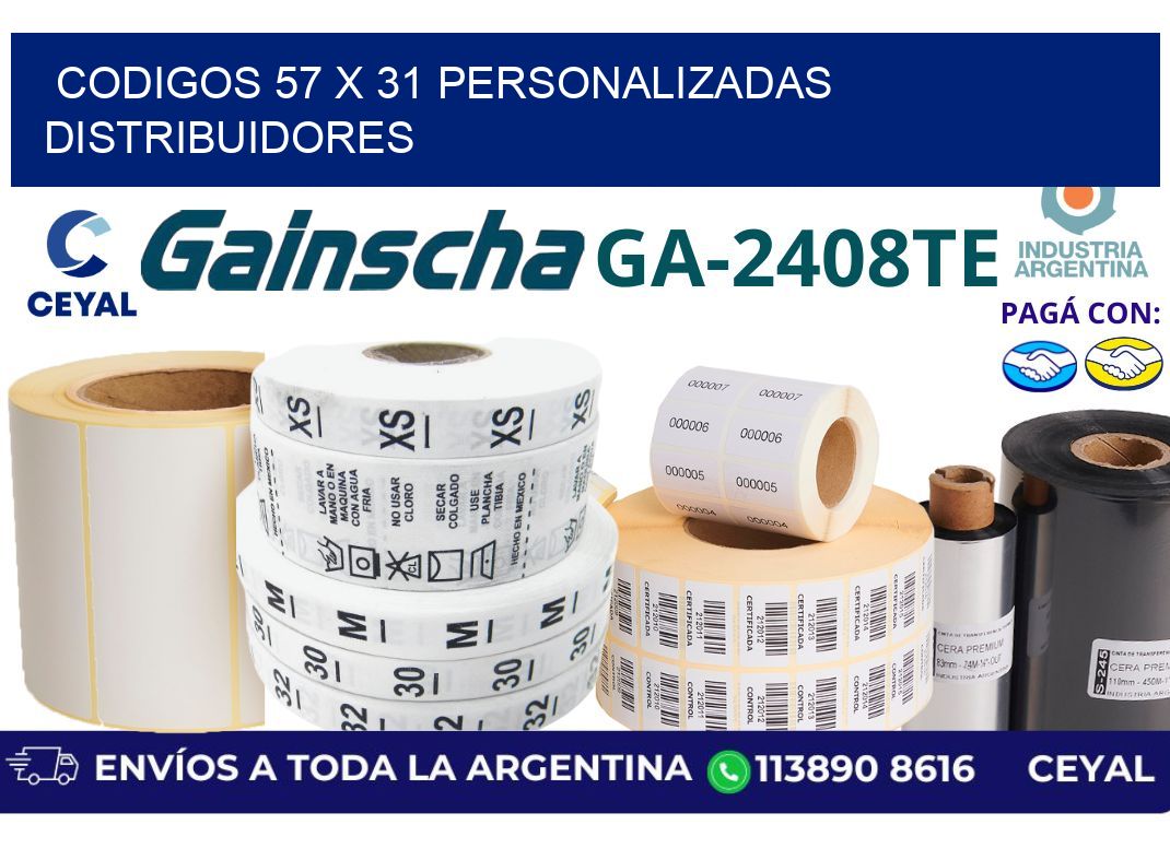 codigos 57 x 31 personalizadas distribuidores